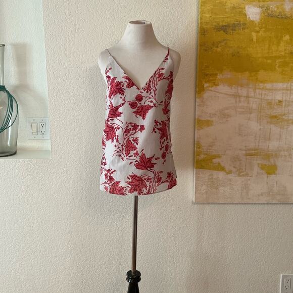 NWOT Club Monaco Floral Soft Printed Silk Cotton Blend Cami Gray Mix - Picture 3 of 8